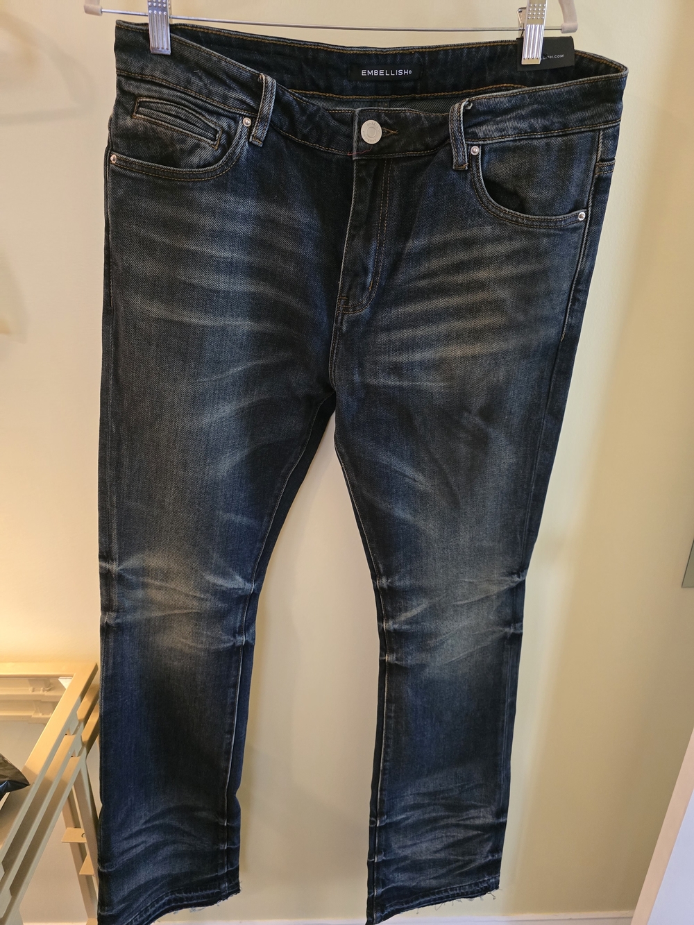 Embellish Dark Blue Washed Skinny Jeans for Men